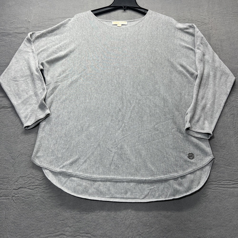 Michael Kors Sweater Women's XL Gray Tunic Pullover Knit Cotton Viscose Blend